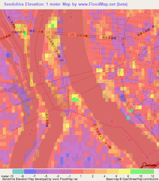 Sendohira,Japan Elevation Map