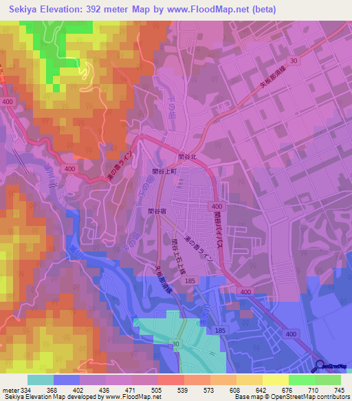 Sekiya,Japan Elevation Map