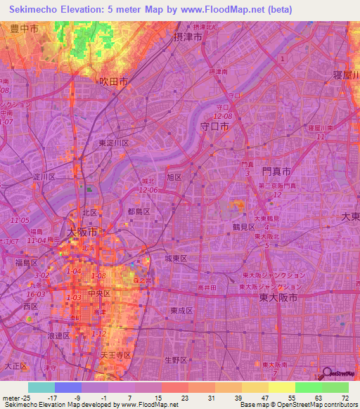 Sekimecho,Japan Elevation Map