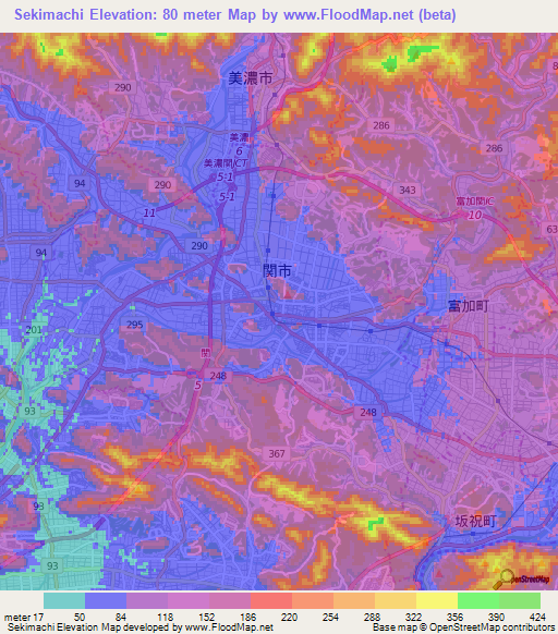 Sekimachi,Japan Elevation Map