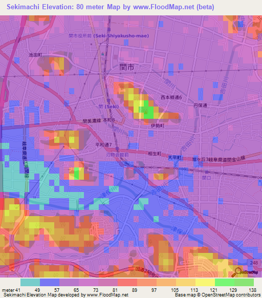 Sekimachi,Japan Elevation Map