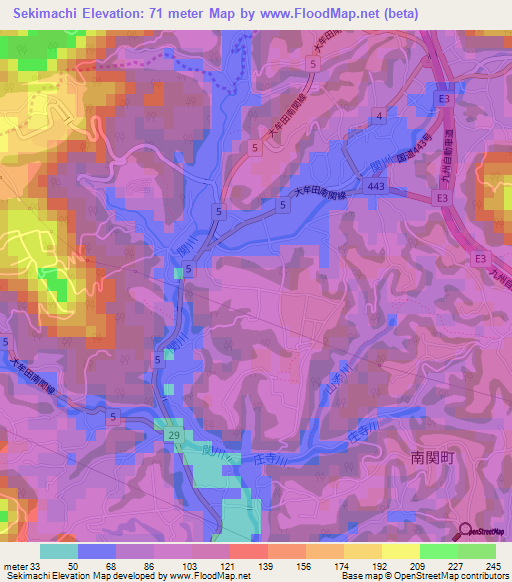 Sekimachi,Japan Elevation Map