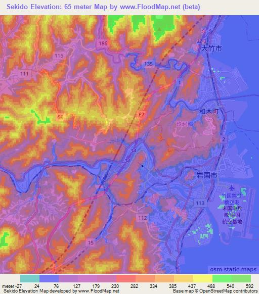 Sekido,Japan Elevation Map