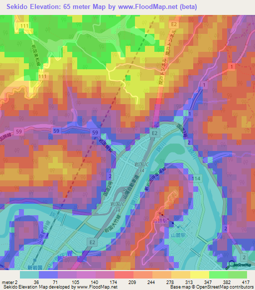 Sekido,Japan Elevation Map