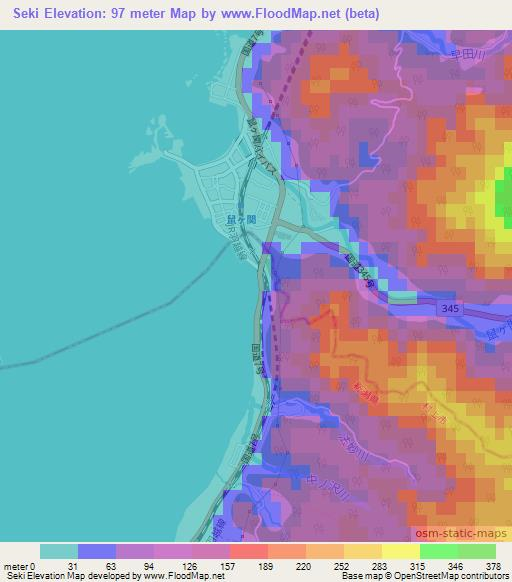 Seki,Japan Elevation Map