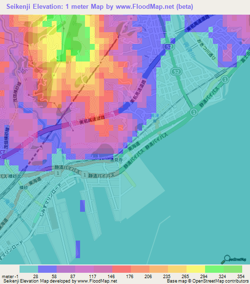 Seikenji,Japan Elevation Map