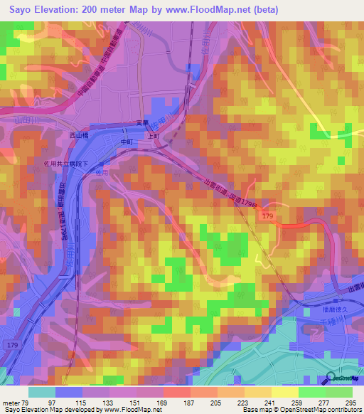 Sayo,Japan Elevation Map
