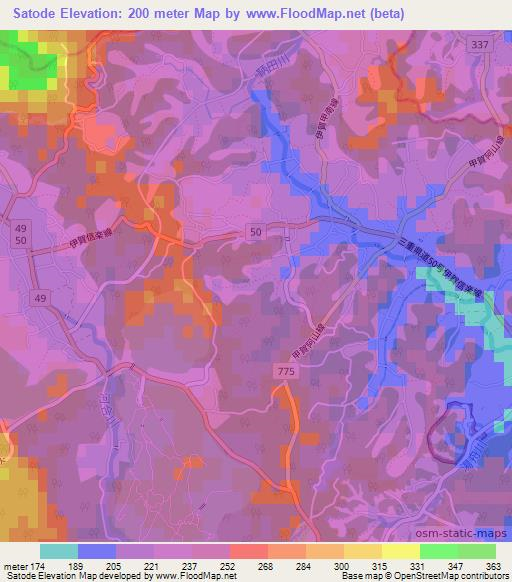 Satode,Japan Elevation Map