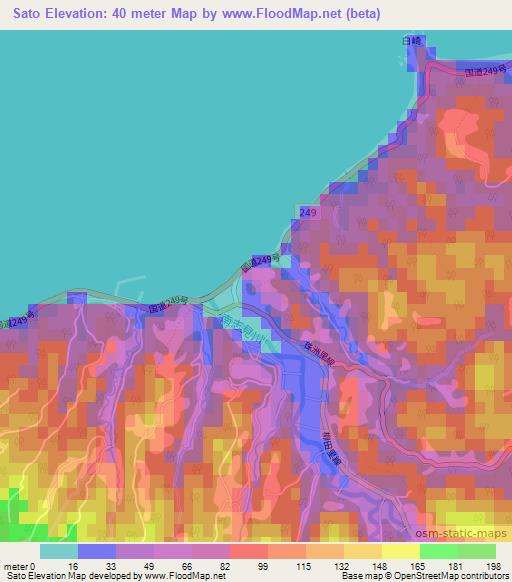 Sato,Japan Elevation Map