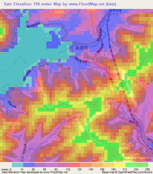 Sato,Japan Elevation Map