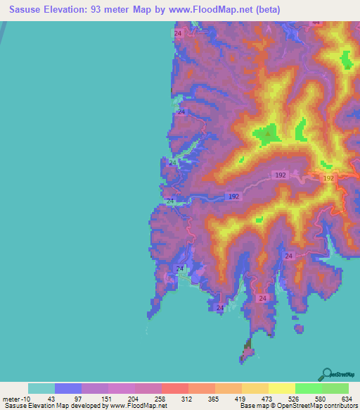 Sasuse,Japan Elevation Map