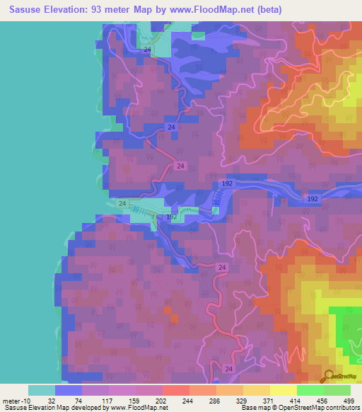 Sasuse,Japan Elevation Map