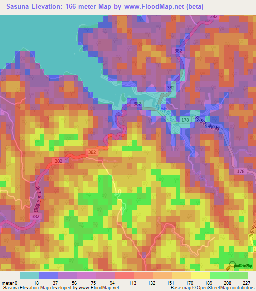 Sasuna,Japan Elevation Map