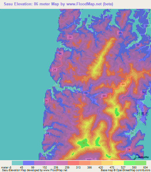Sasu,Japan Elevation Map
