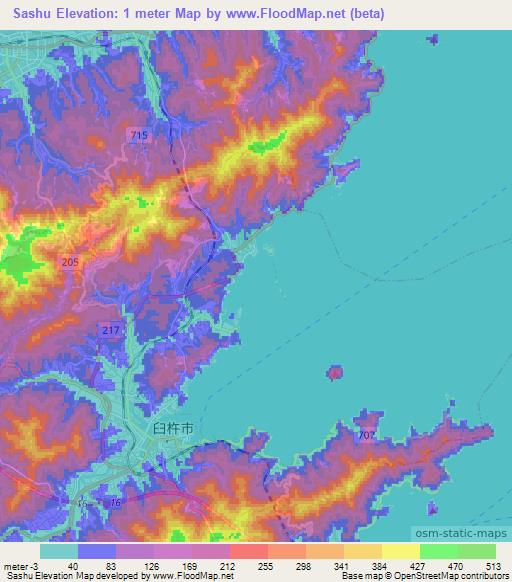 Sashu,Japan Elevation Map