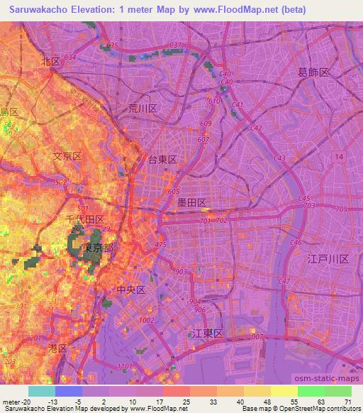 Saruwakacho,Japan Elevation Map