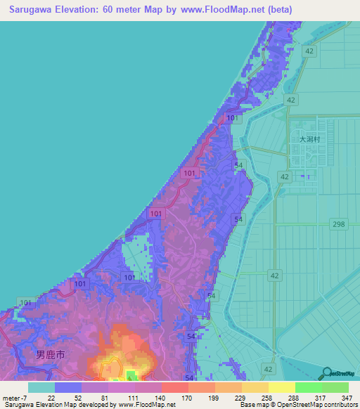 Sarugawa,Japan Elevation Map