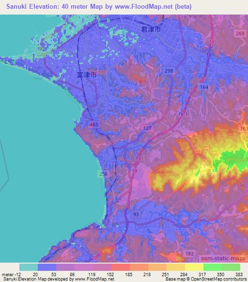 Sanuki,Japan Elevation Map