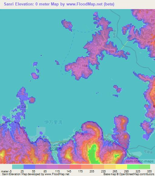 Sanri,Japan Elevation Map