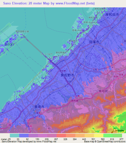 Sano,Japan Elevation Map