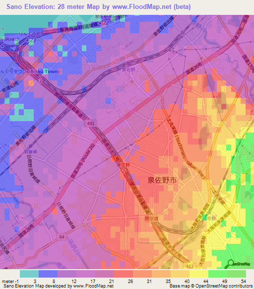 Sano,Japan Elevation Map