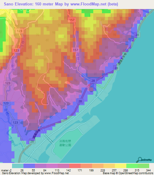 Sano,Japan Elevation Map