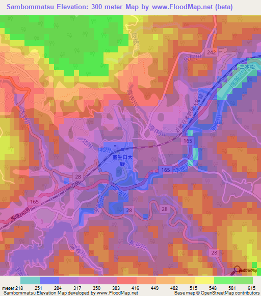 Sambommatsu,Japan Elevation Map