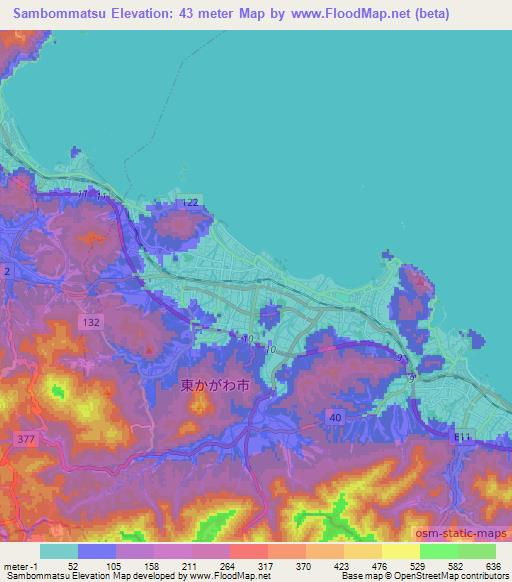 Sambommatsu,Japan Elevation Map