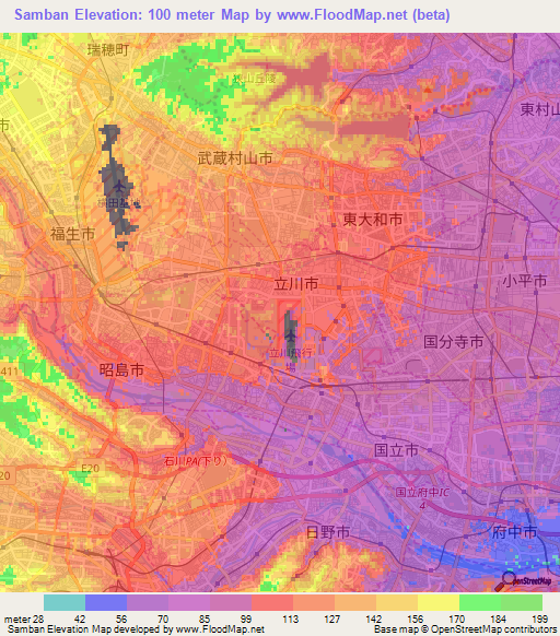 Samban,Japan Elevation Map