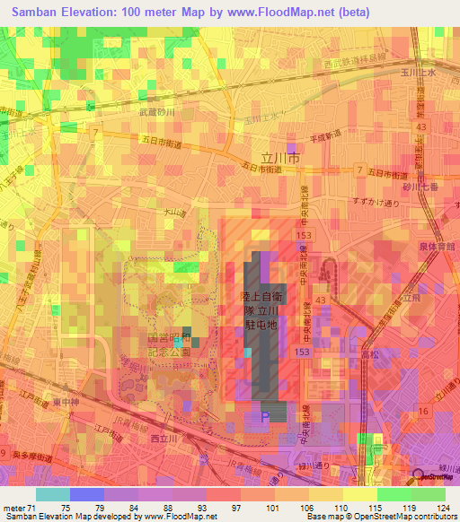 Samban,Japan Elevation Map