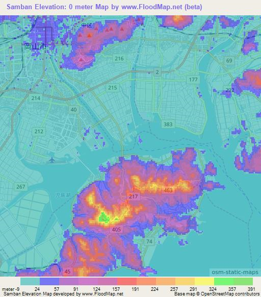 Samban,Japan Elevation Map