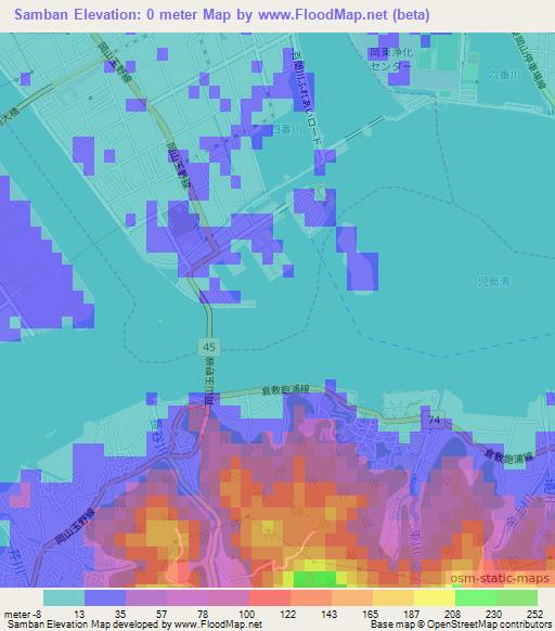 Samban,Japan Elevation Map