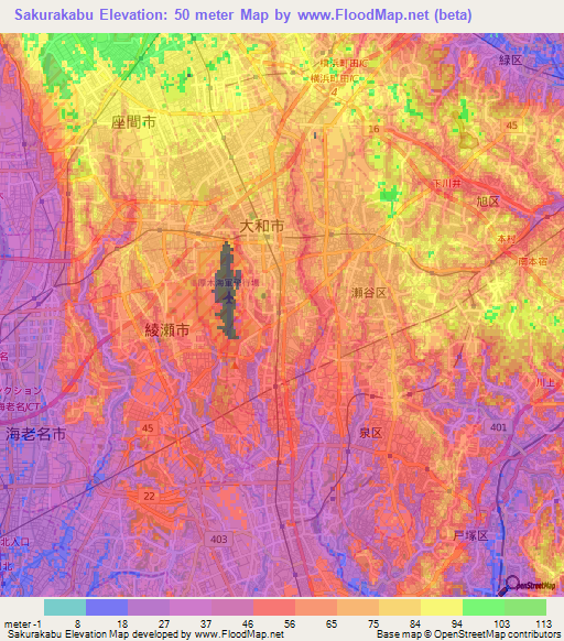 Sakurakabu,Japan Elevation Map