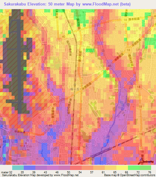 Sakurakabu,Japan Elevation Map