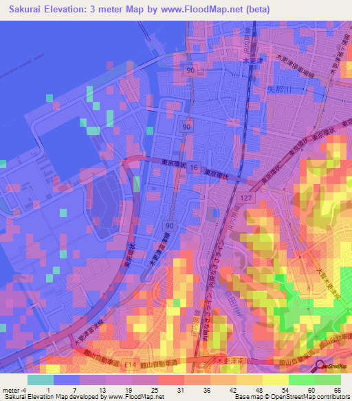 Sakurai,Japan Elevation Map