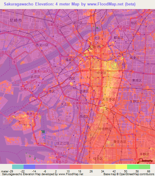 Sakuragawacho,Japan Elevation Map
