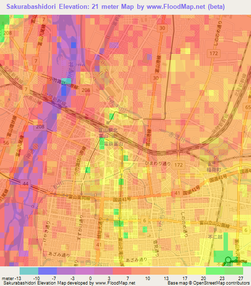 Sakurabashidori,Japan Elevation Map
