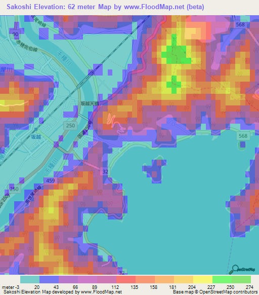 Sakoshi,Japan Elevation Map
