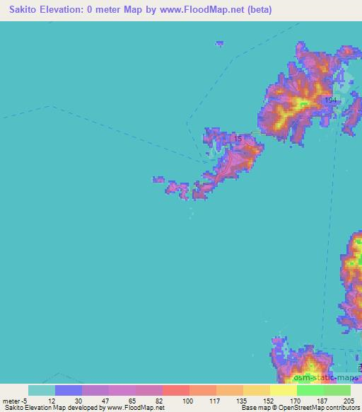 Sakito,Japan Elevation Map