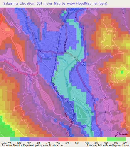 Sakashita,Japan Elevation Map
