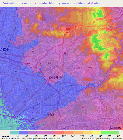 Sakashita,Japan Elevation Map
