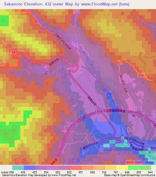 Sakamoto,Japan Elevation Map