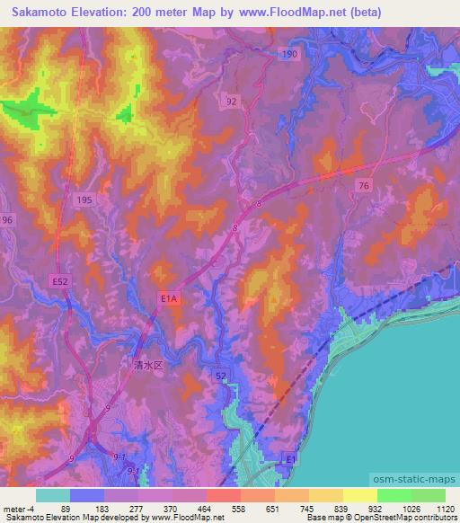 Sakamoto,Japan Elevation Map