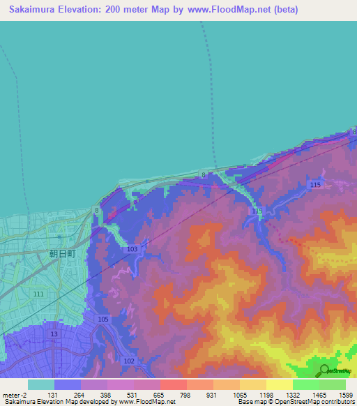 Sakaimura,Japan Elevation Map