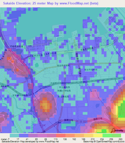 Sakaide,Japan Elevation Map