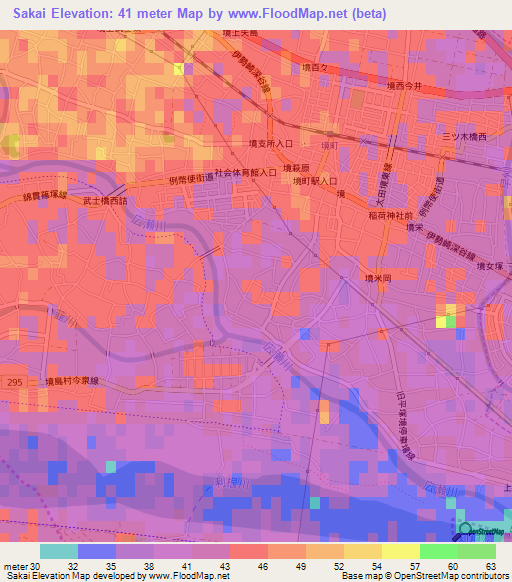 Sakai,Japan Elevation Map