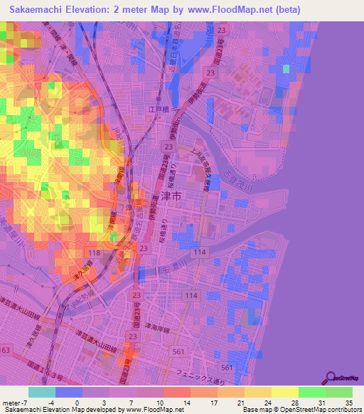 Sakaemachi,Japan Elevation Map
