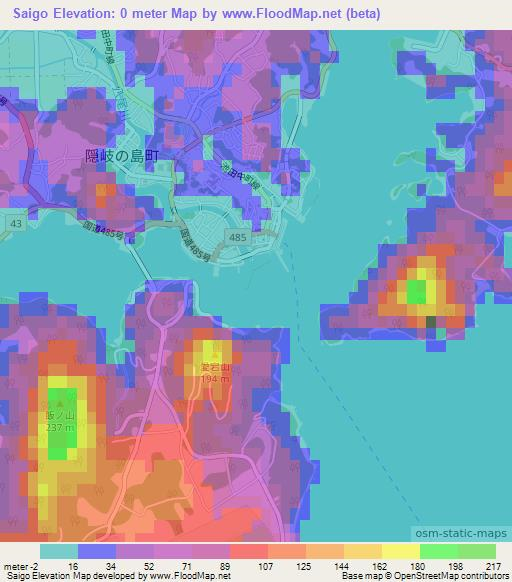 Saigo,Japan Elevation Map
