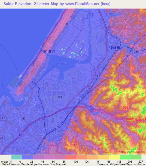 Saida,Japan Elevation Map