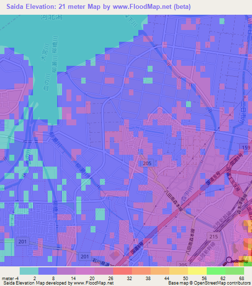 Saida,Japan Elevation Map